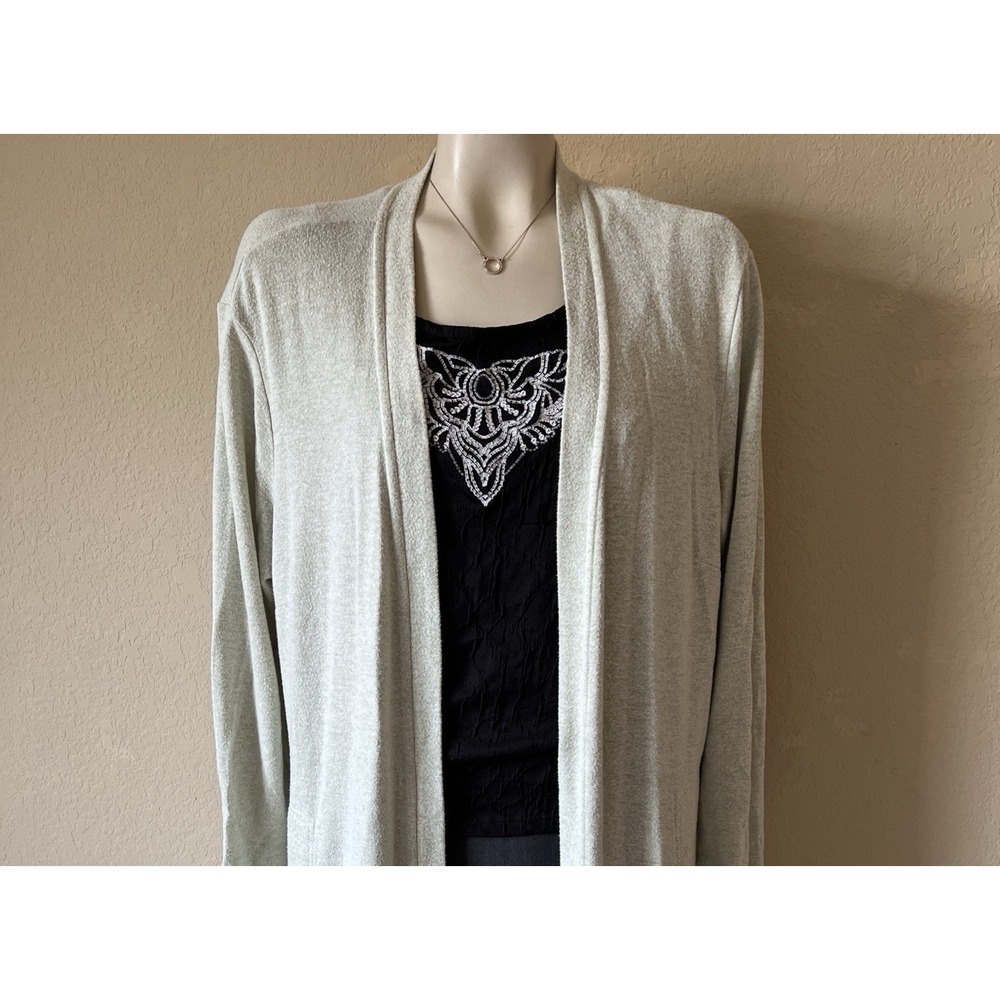 7 For All Mankind Women's Cardigan Open Duster Long Sweater Size Large Cream 45"